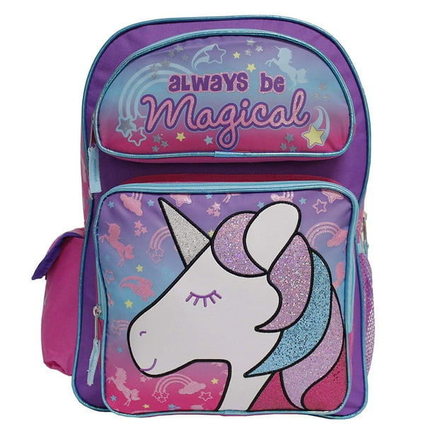 Details about   Magical Unicorn Backpack Girls 16 inch Always be Magical Bag in Purple & Pink
